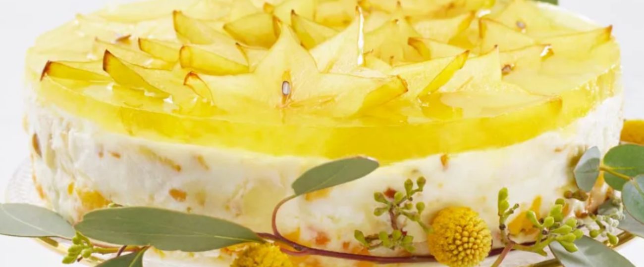 Yogurt Cake with Starfruit and Almonds