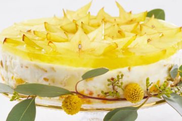 Yogurt Cake with Starfruit and Almonds