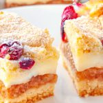 Apple pie with pudding and cranberries
