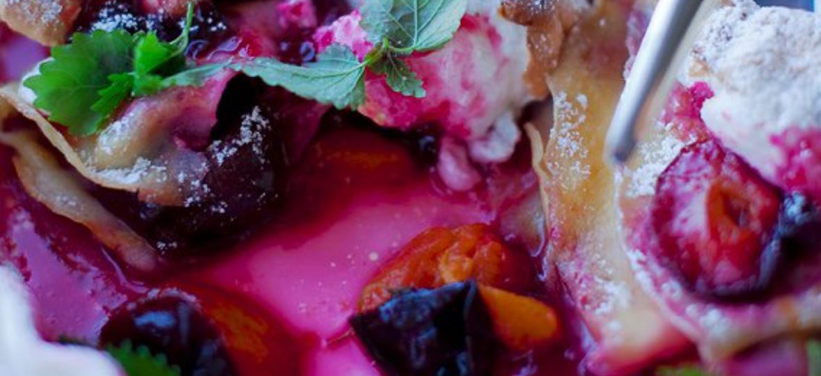 Baked Plum Pancakes with Meringue