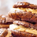 Chocolate brownie cookies with cream filling